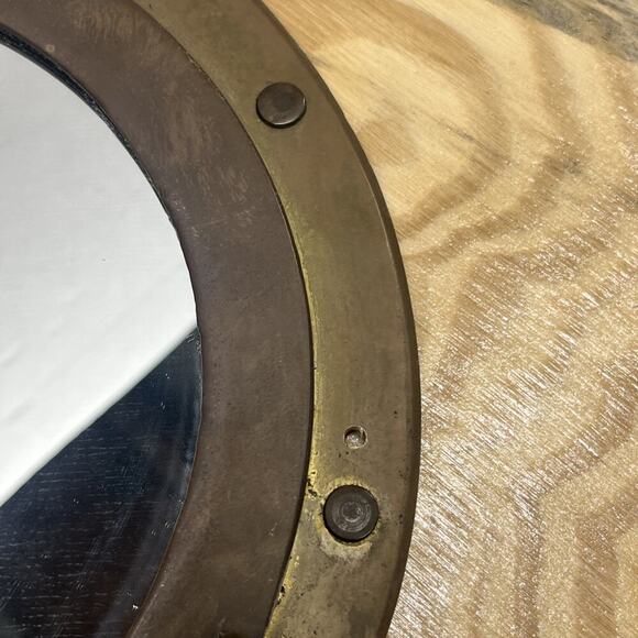 Porthole Mirror 11” Vintage Solid Brass Maritime Nautical Boat Wall Decor - Picture 5 of 10